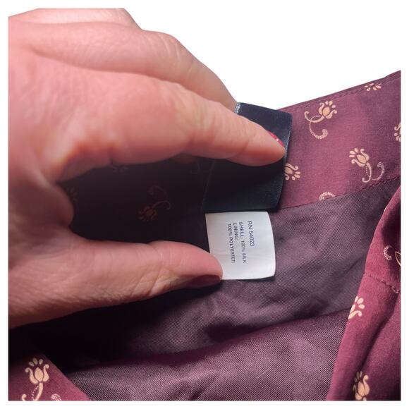 Gap VTG Vintage 100% Silk Flared Knee Length Floral Skirt Burgundy Size 2 - Picture 6 of 6